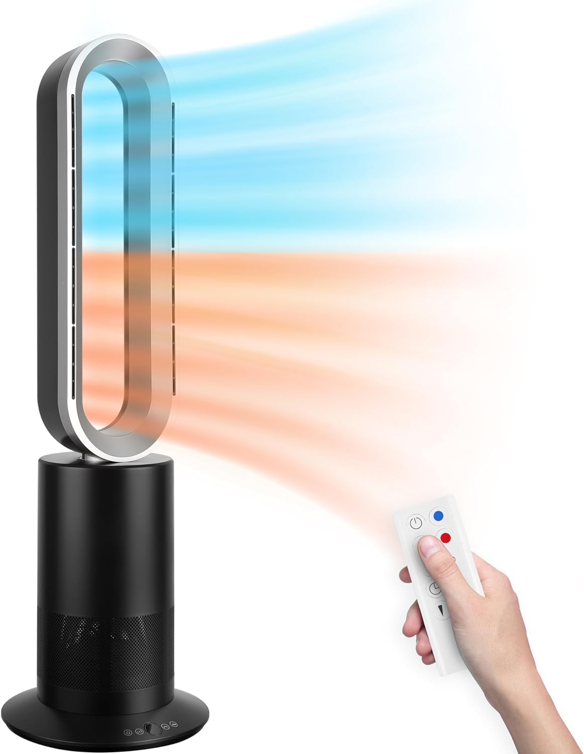 Simple Deluxe 34 Inch Bladeless Tower Fan, Heater & Fan Combo for Indoor Use, Cooling Oscillating Fan
