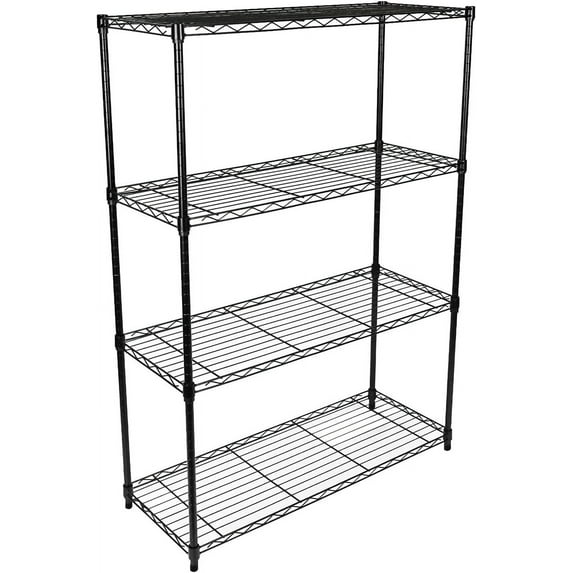 Simple Deluxe 4 Tier Shelving Unit Metal Large Storage Shelves Heavy Duty Height Utility Layer Shelf Rack ,Black