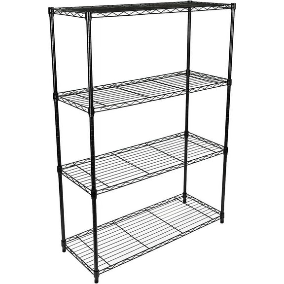Simple Deluxe 4 Tier Shelving Unit Metal Large Storage Shelves Heavy Duty Height Utility Layer Shelf Rack ,Black