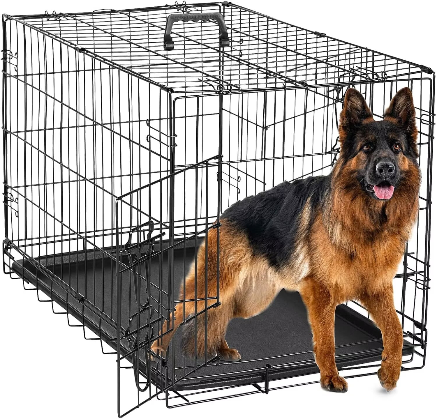 Picture of Simple Deluxe 42 inch Foldable Dog Crate, Collapsible Metal Dog Kennel ...