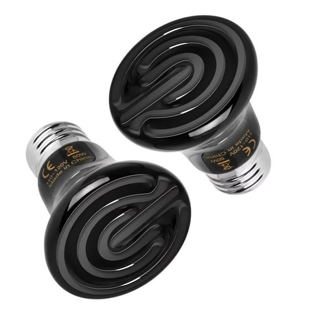 Simple Deluxe 50W Mini Ceramic Heat Emitter Reptile Heat Lamp Bulb No Light Emitting Brooder Coop Heater for Amphibian Pet & Incubating Chicken, 2-Pack