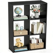 Simple Deluxe 6 Cube Storage Organizer, 3 Tier Stackable Bookshelf, Open Cube Bookshelf with 3 Removable Back Panels, Suitable for Living Room, Bedroom, Home Office, 36" L X 11.6" W X 24" H, Black