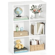 Simple Deluxe 6 Cube Storage Organizer, 3 Tier Stackable Bookshelf, Open Cube Bookshelf with 3 Removable Back Panels, Suitable for Living Room, Bedroom, Home Office, 36" L X 11.6" W X 24" H, White