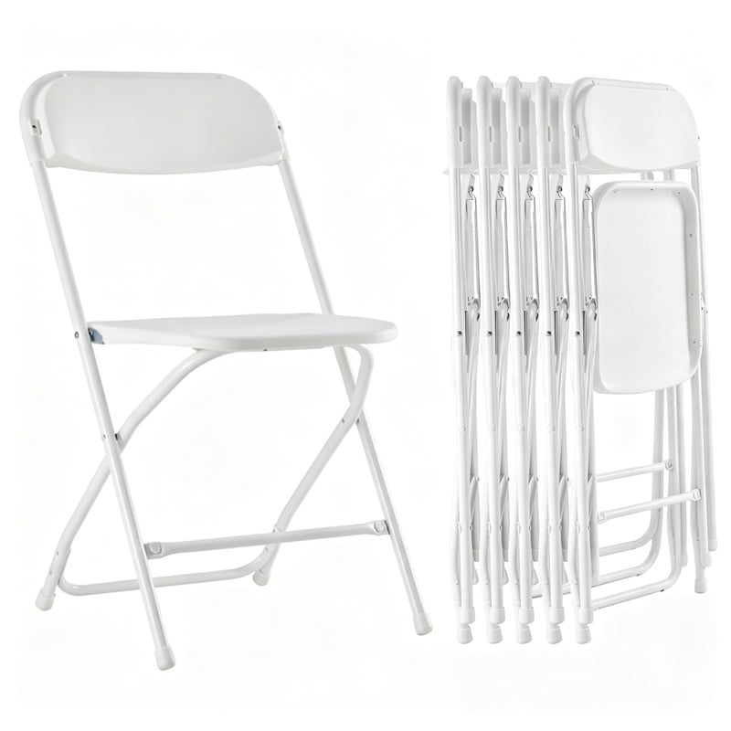 Simple Deluxe 6-Pack Plastic Folding Chair, Portable Chair with Metal Frame, 330lb Capacity, Foldable Stackable Indoor Outdoor Chairs for Wedding, Party, Picnic, Office & Dining, Black
