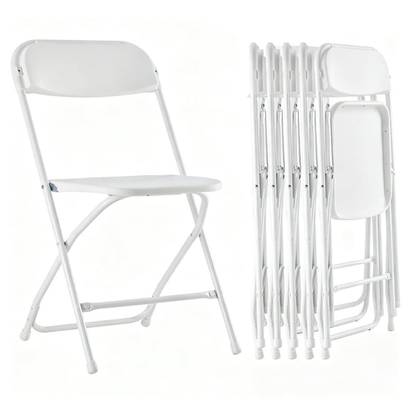 Simple Deluxe 6-Pack Plastic Folding Chair, Portable Chair with Metal Frame, 330lb Capacity, Foldable Stackable Indoor Outdoor Chairs for Wedding, Party, Picnic, Office & Dining, Black