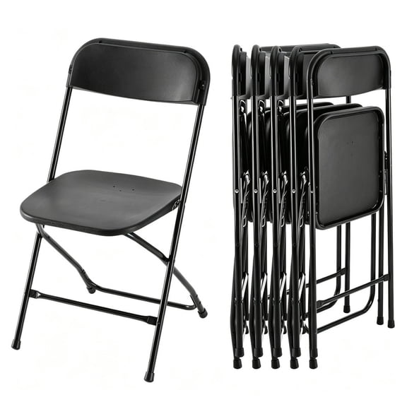 Simple Deluxe 6-Pack Plastic Folding Chair, Portable Chair with Metal Frame, 330lb Capacity, Foldable Stackable Indoor Outdoor Chairs for Wedding, Party, Picnic, Office & Dining, White