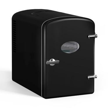 Simple Deluxe 6L/9 Can Mini Fridge with Observation Window, Portable Cooler & Warmer Freon-Free Small Refrigerator, Provide Compact Storage for Skincare, Beverage, for Bedroom, Office, Dorm, Black