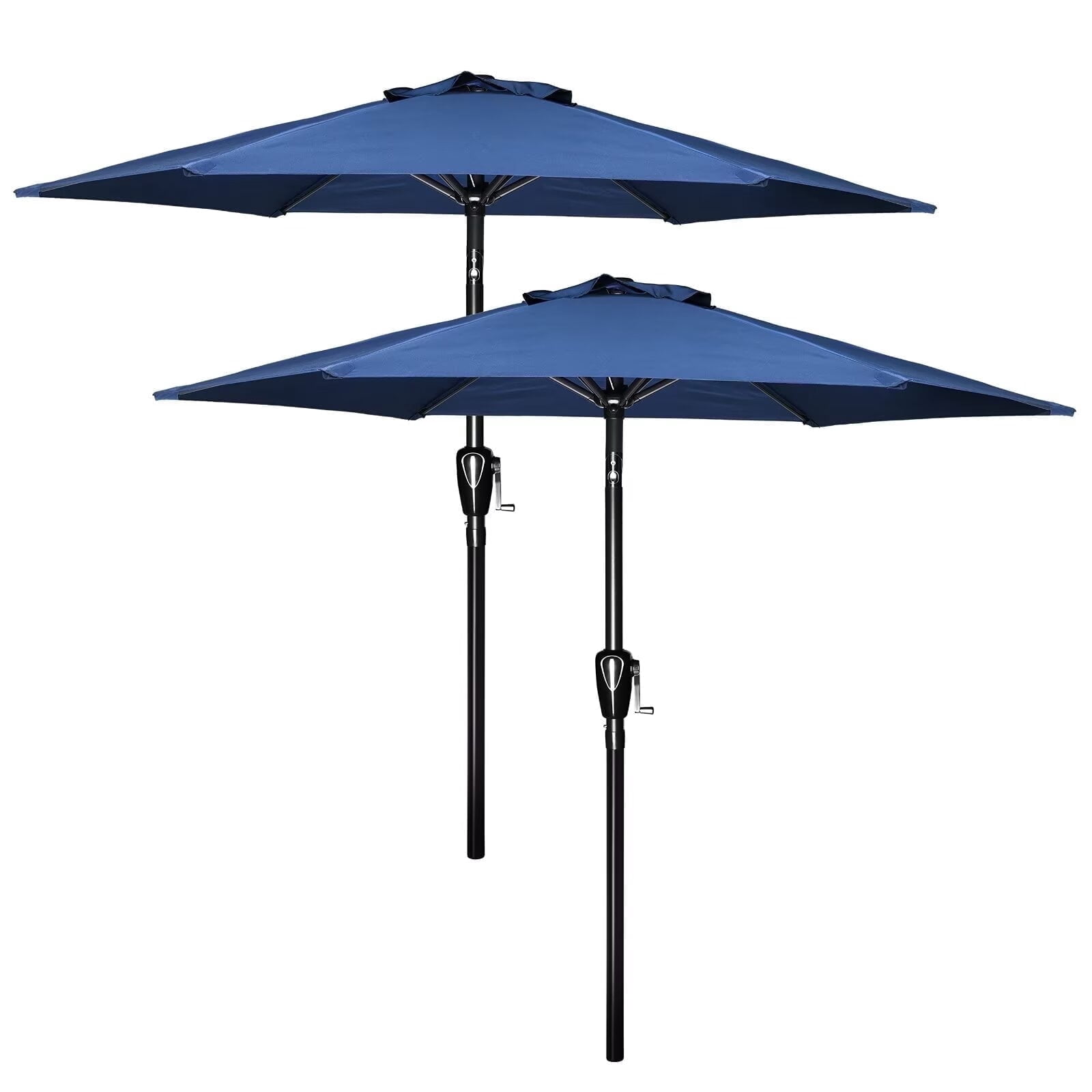 Simple Deluxe 7.5ft Patio Umbrella Outdoor Table Market Yard Umbrella with Push Button Tilt and Crank Lift, 6 Heavy-Duty Ribs for Patio, Garden and Deck Use, Blue, 2-Pack