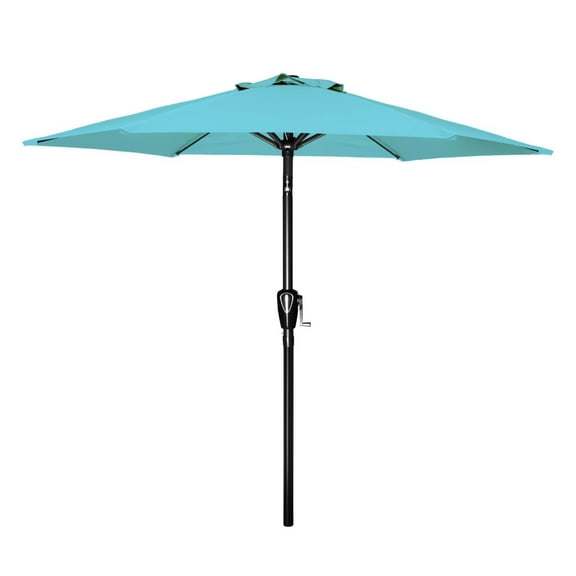 Simple Deluxe 7.5ft Patio Umbrella Outdoor Table Market Yard Umbrella with Push Button Tilt and Crank Lift, 6 Heavy-Duty Ribs for Patio, Garden and Deck Use, Turquoise