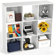 Simple Deluxe 9 Cube Storage Organizer, 3 Tier Stackable Bookshelf, Open Cube Bookshelf with 5 Removable Back Panels, Suitable for Living Room, Bedroom, Home Office, 36" L X 11.6" W X 36" H, White