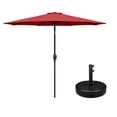 thumbnail image 1 of Simple Deluxe 9ft Outdoor Market Table Patio Umbrella with Button Tilt and 8 Sturdy Ribs, 20" Round Water Filled Base Stand Included, Red, 1 of 7