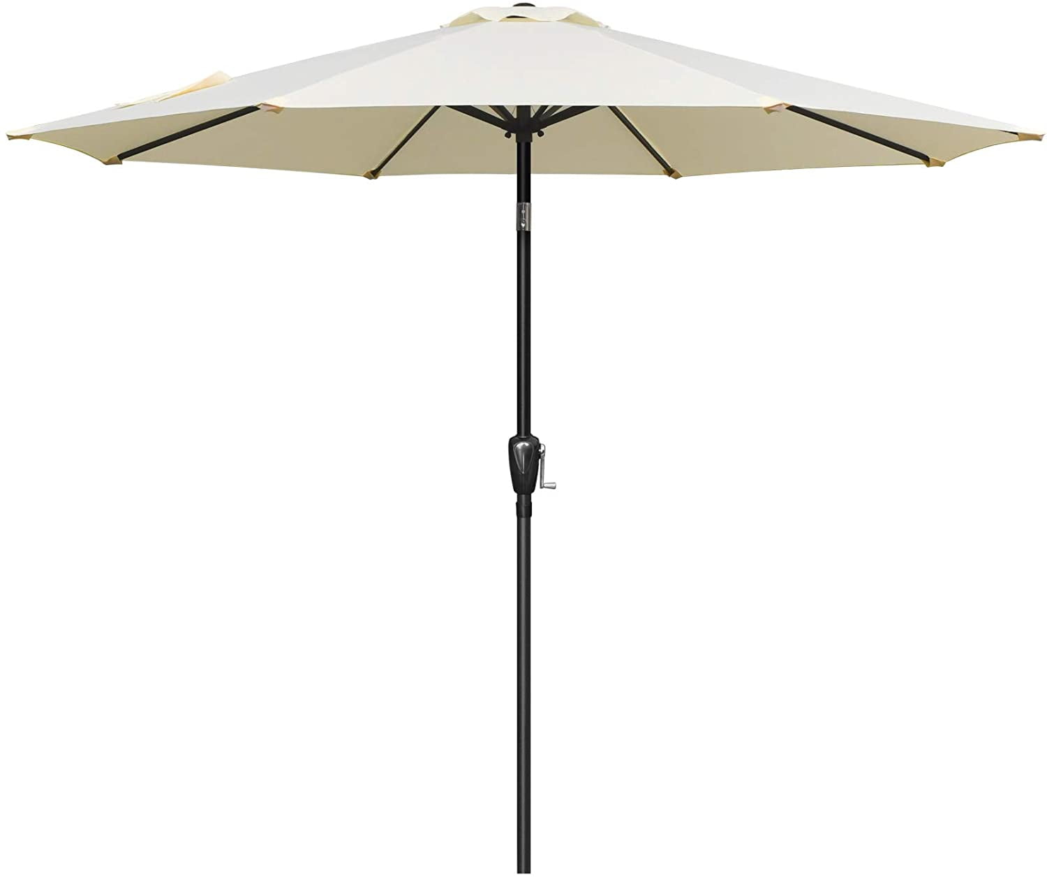 Beige 9ft Outdoor Market Patio Umbrella with Button Tilt and Steel Pole