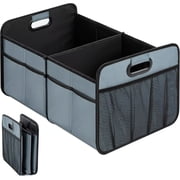 Simple Deluxe Car Trunk Organizer for Car,50L Large Capacity, Collapsible 2 Compartment Automotive SUV Accessories, 600D Waterproof Oxford Polyester & Non Slip 