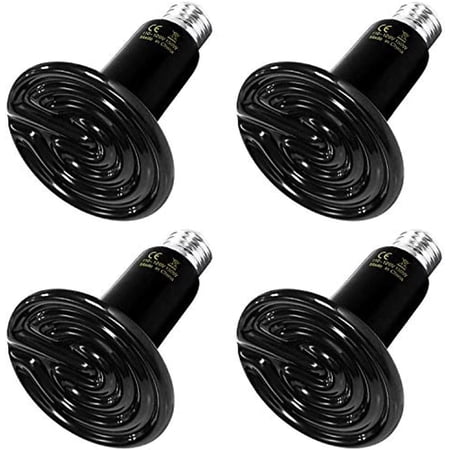 Simple Deluxe 100W 4-Pack Ceramic Heat Emitter, No Light Emitting Light Bulbs, Ceramic Heat Lamp for Reptiles, Amphibian, Chicken, Dog, Cat