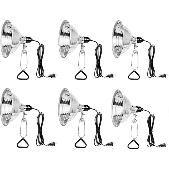 Simple Deluxe Clamp Lamp Light Socket with 8.5 Inch Aluminum Reflector, Suit for Max 150 Watt Lamp (No Bulb Included) with 18/2-Gauge 6 Feet Cord, 6-Pack