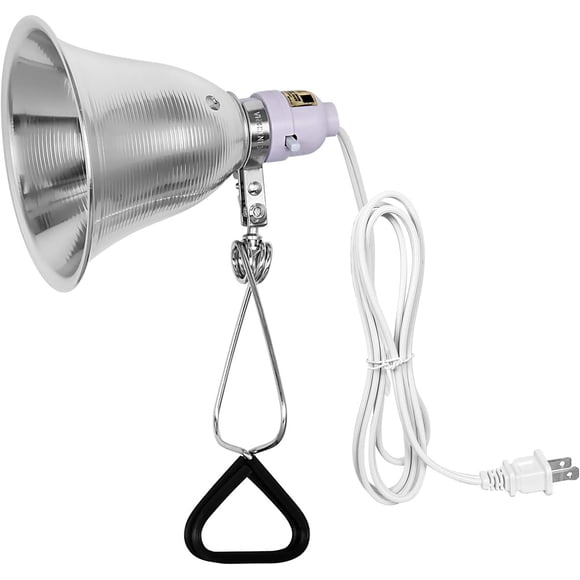 Simple Deluxe Clamp Lamp Light 5.5" Aluminum Reflector up to 60 Watt E26 Socket (no Bulb Included)Silver and White