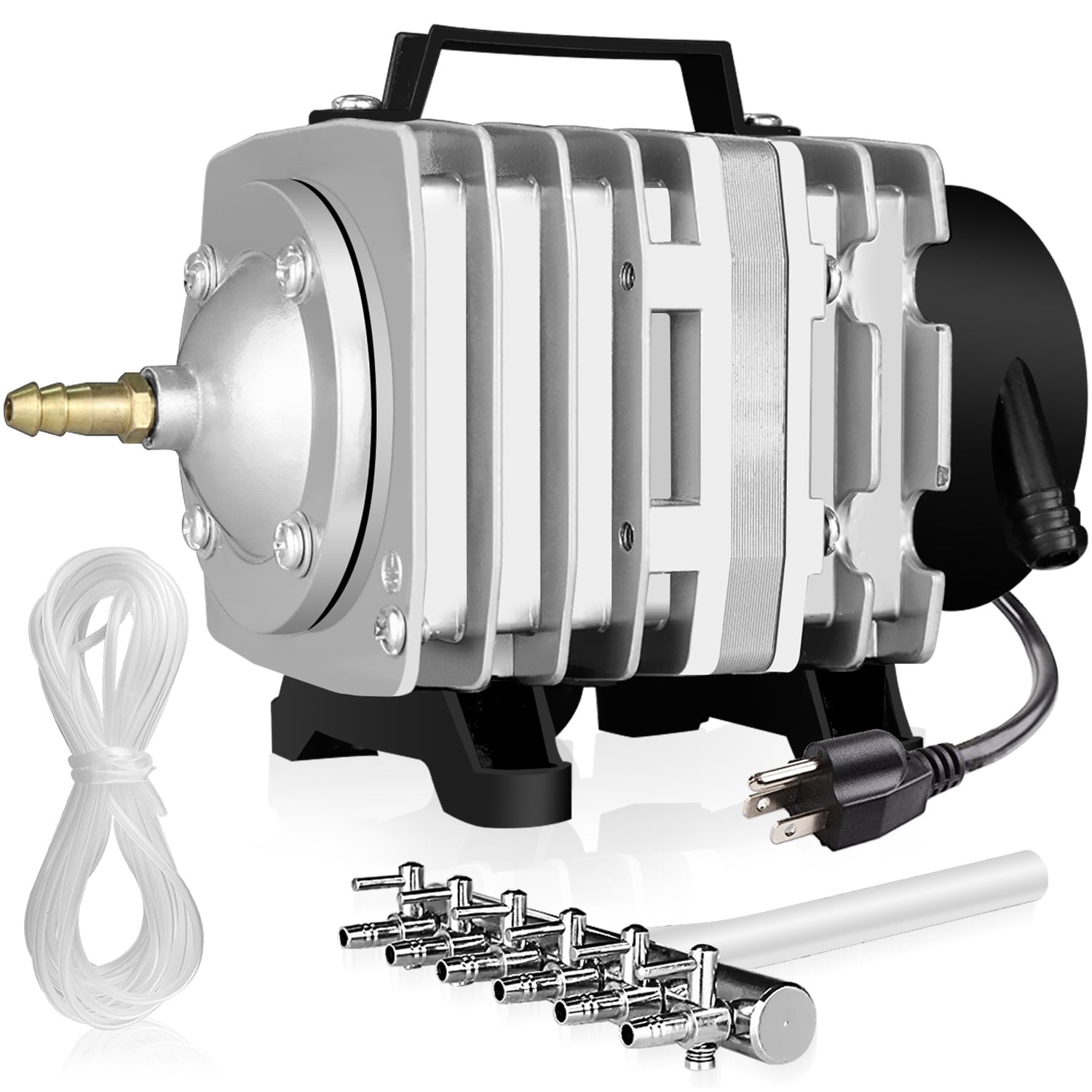 Simple Deluxe Commercial Air Pump 1030 GPH 35W 65L/Min 6 Outlets with Airline Tubing 25 ft for Aquarium, Pond, Silver