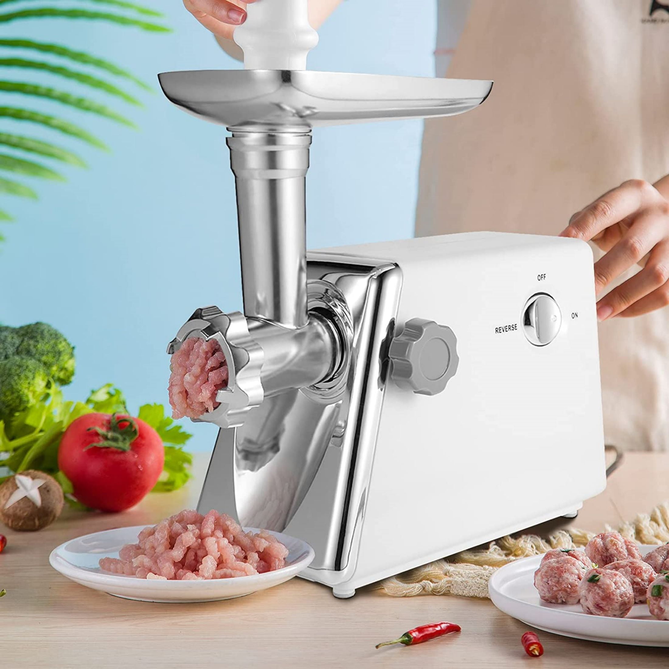 Heavy Duty Electric Meat Grinder, 3000W Max, 5 in 1 Sausage Stuffer, 3  Stainless Steel Grinding Plates, 5 Pounds/Min