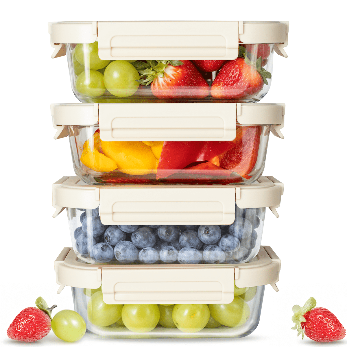 Simple Deluxe Glass Meal Prep Containers, Set of 4 Food Storage ...