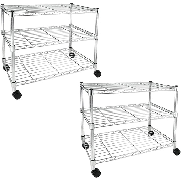 Simple Deluxe Heavy Duty 3-Shelf Shelving Unit, 24.02" W x 13.78" D x 21.97" H, 3 Tier,2-Pack, Chrome