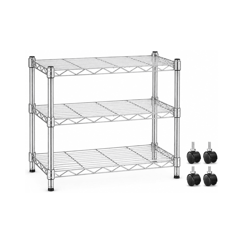 Simple Deluxe Heavy Duty 3-Shelf Shelving Unit, 24.02" D x 13.78"W x 21.97" H, 3 Tier, Chrome