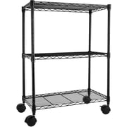 Simple Deluxe Heavy Duty 3-Shelf Shelving with Wheels, Adjustable Storage Units, Steel Organizer Wire Rack, Black