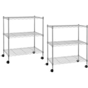 Simple Deluxe Heavy Duty 3-Tier Storage Shelves 750Lb Capacity, 24.02" D x 13.78" W x 29.92" H Adjustable Shelving Unit with Wheels, Chrome, 2 Pack
