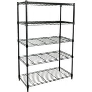 Simple Deluxe Heavy Duty 5-Shelf Shelving Unit with Wheel and Adjustable Feet, 29.92" D x 13.98" W x 62.99" H,  Black