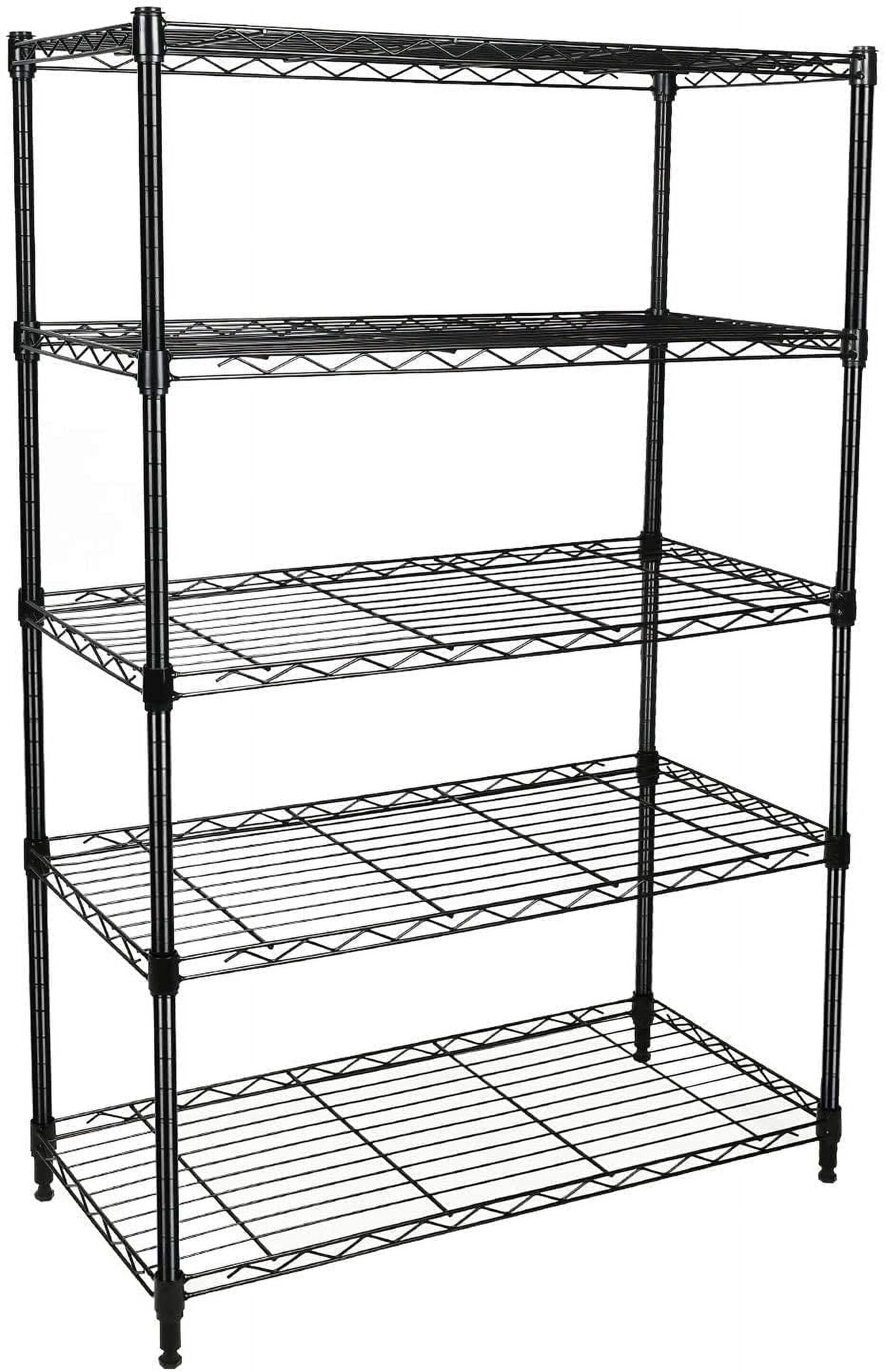 Simple Deluxe Heavy Duty 5-Shelf Shelving Unit with Wheel and Adjustable Feet, 29.92" D x 13.98" W x 62.99" H, Black