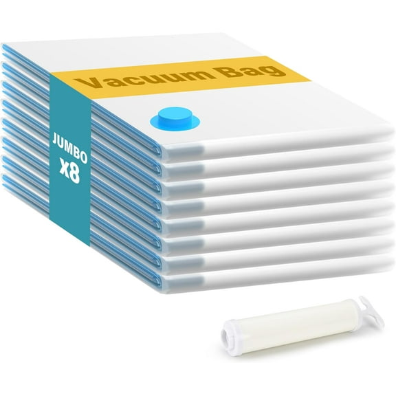 Simple Deluxe Jumbo Vacuum Storage Bags, Space Saver Bags, Vacuum Seal Bags with Hand Pump for Comforters, Blankets, Bedding, Pillows and Clothes