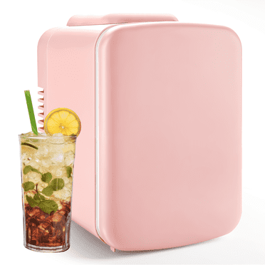 Simple Deluxe 4L/6 Can Mini Fridge, Portable Cooler & Warmer Freon-Free Small Refrigerator, Compact Storage for Skincare, Beverage, Cosmetics, Pink