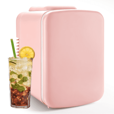 Simple Deluxe 4L/6 Can Mini Fridge, Portable Cooler & Warmer Freon-Free Small Refrigerator, Compact Storage for Skincare, Beverage, Cosmetics, Pink
