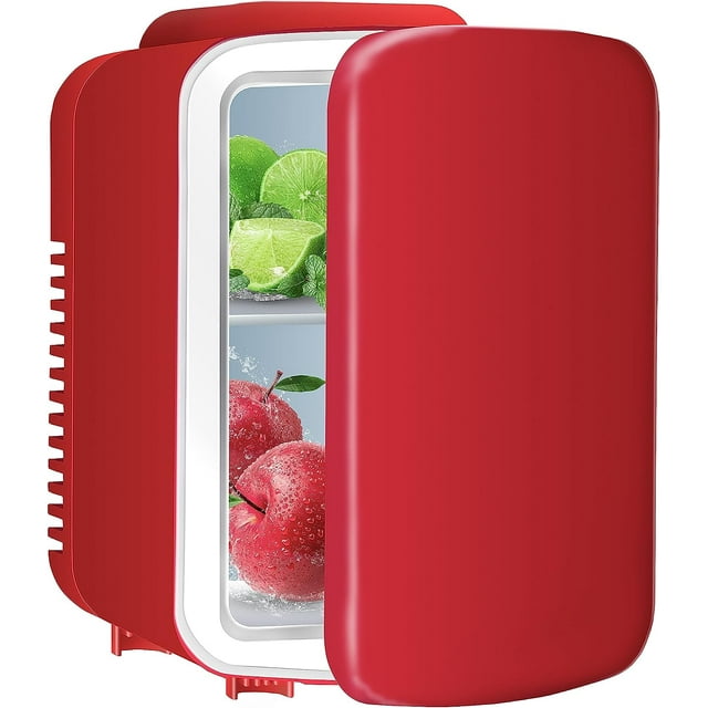 Simple Deluxe Mini Fridge, 4L/6 Can Portable Cooler & Warmer FreonFree Small Refrigerator , Red