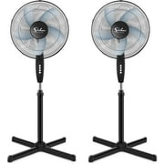 Simple Deluxe Oscillating 16'' Fan Portable Pedestal Fan| 3-Speed| 90° Oscillation| Adjustable Height| Standing Floor Fan| Black