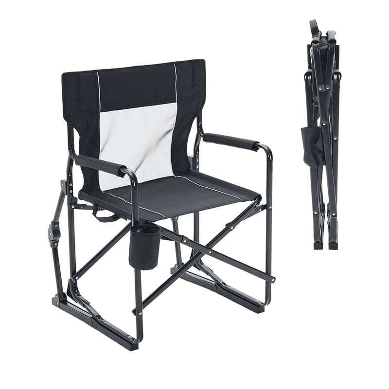 Simple Deluxe Outdoor Foldable Camping Chair, with Sturdy Material and 400lbs Capacity, Camp Folding Chair with Cup Holder & Carrying Bag, Suitable for Park, Beaches and Camping, Black