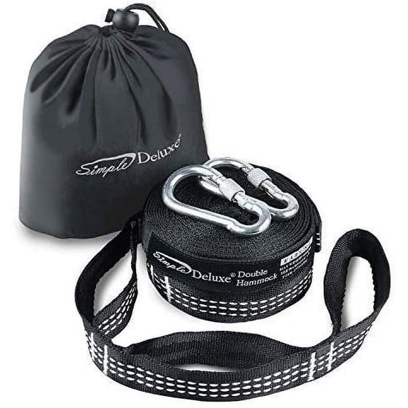 Simple Deluxe Pair of 800LBS Heavy Duty Lightweight Portable Hammock Straps,10FT 16 Loops EACH(32 Loops Combined)& 100% No Stretch Suspension,Carrying Pouch & 2 Metal Locking Carabiners Included