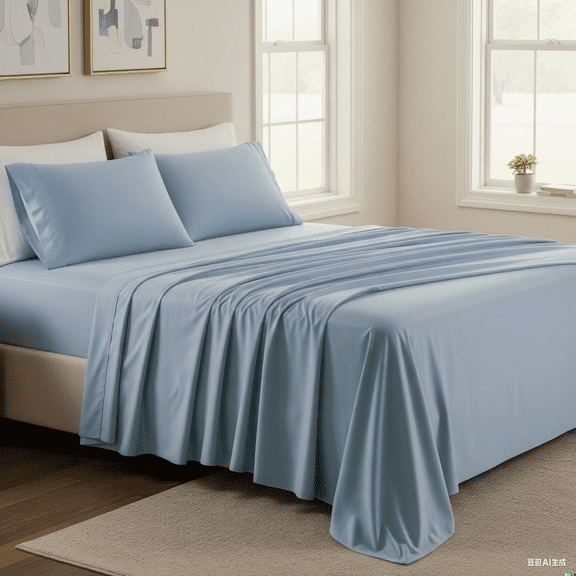 Simple Deluxe 4 Pieces Bed Sheet Set, Soft Microfiber Queen Sheets with 15" Deep Pocket, Blue