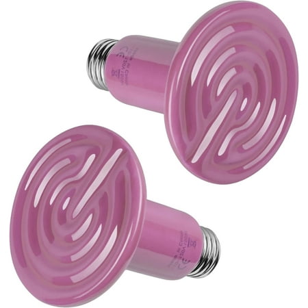 Simple Deluxe Reptile Heat Lamp 150W 2-Pack Ceramic Heat Emitter Heating Bulb No Light, Brooder Coop Heater ,Pink