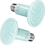 Simple Deluxe 150W 2-Pack Ceramic Heat Emitter Reptile Heat Bulb No Light, LCD Digital Aquarium Thermometer, for Reptile Amphibian, 2 Pack, Blue