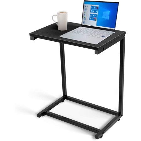 Simple Deluxe Side End Table with Hardwood Surface-Black