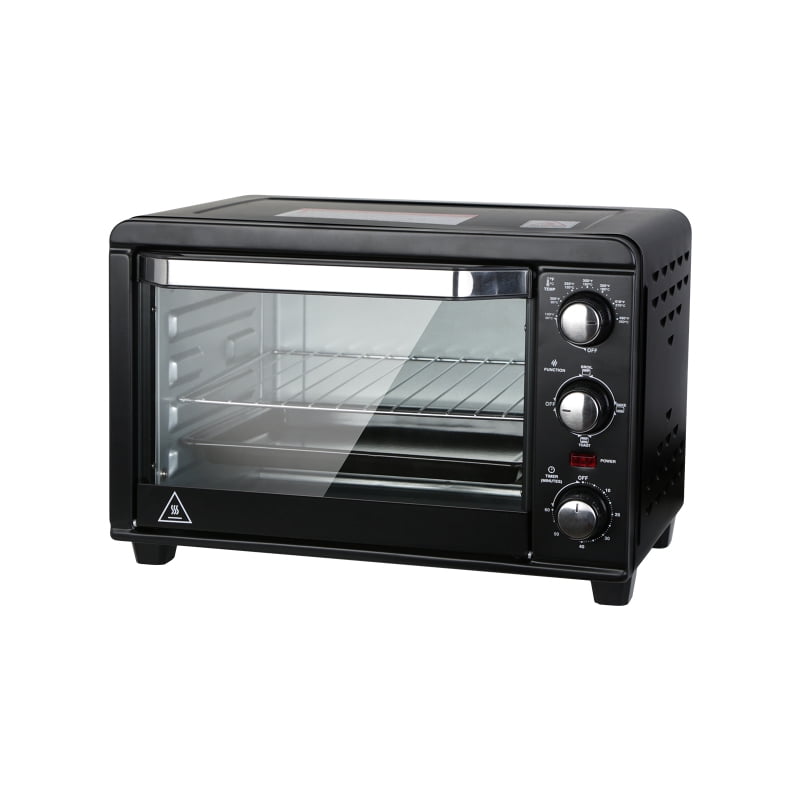 Simple Deluxe Toaster Oven with 20Litres Capacity,Compact Size Countertop Toaster, Easy to Control with Timer-Bake-Broil-Toast Setting, 1200W, Stainless Steel,16x11in,Black,Extra Large