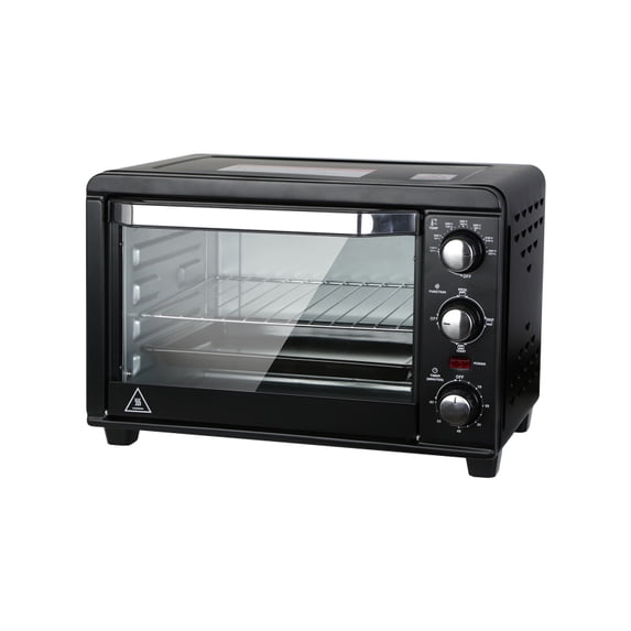 Simple Deluxe Toaster Oven with 20Litres Capacity,Compact Size Countertop Toaster, Easy to Control with Timer-Bake-Broil-Toast Setting, 1200W, Stainless Steel,16x11in,Black,Extra Large
