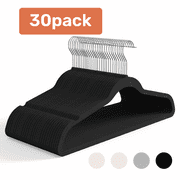 Simple Deluxe 30 Pack Velvet Hangers, Non-Slip Clothes Hangers with Shoulder Notches, 360° Swivel Hooks, Heavy Duty Coat Suit Hangers for Closet Space Saving, White