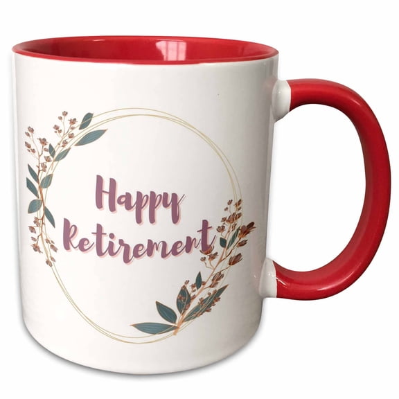 3drose, Simple Design About Retirement Greetings, 11oz Two-tone Red Mug