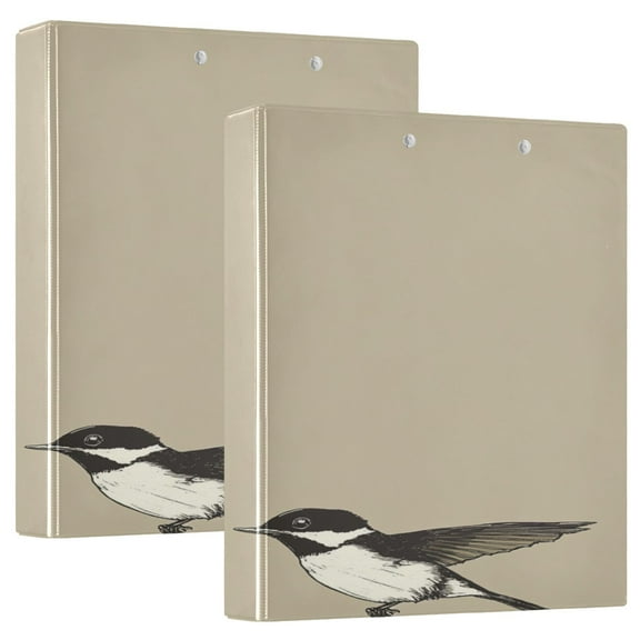 Simple Design Bird 12.4x10.6in PVC Round Ring Binder, D-Ring 3-Hole, Metal Clip, 200 Sheets