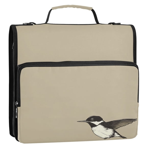 Simple Design Bird 3-Ring Binder Bag 13.6x12.4x3.5in Water-Resistant Canvas for School or Office Use