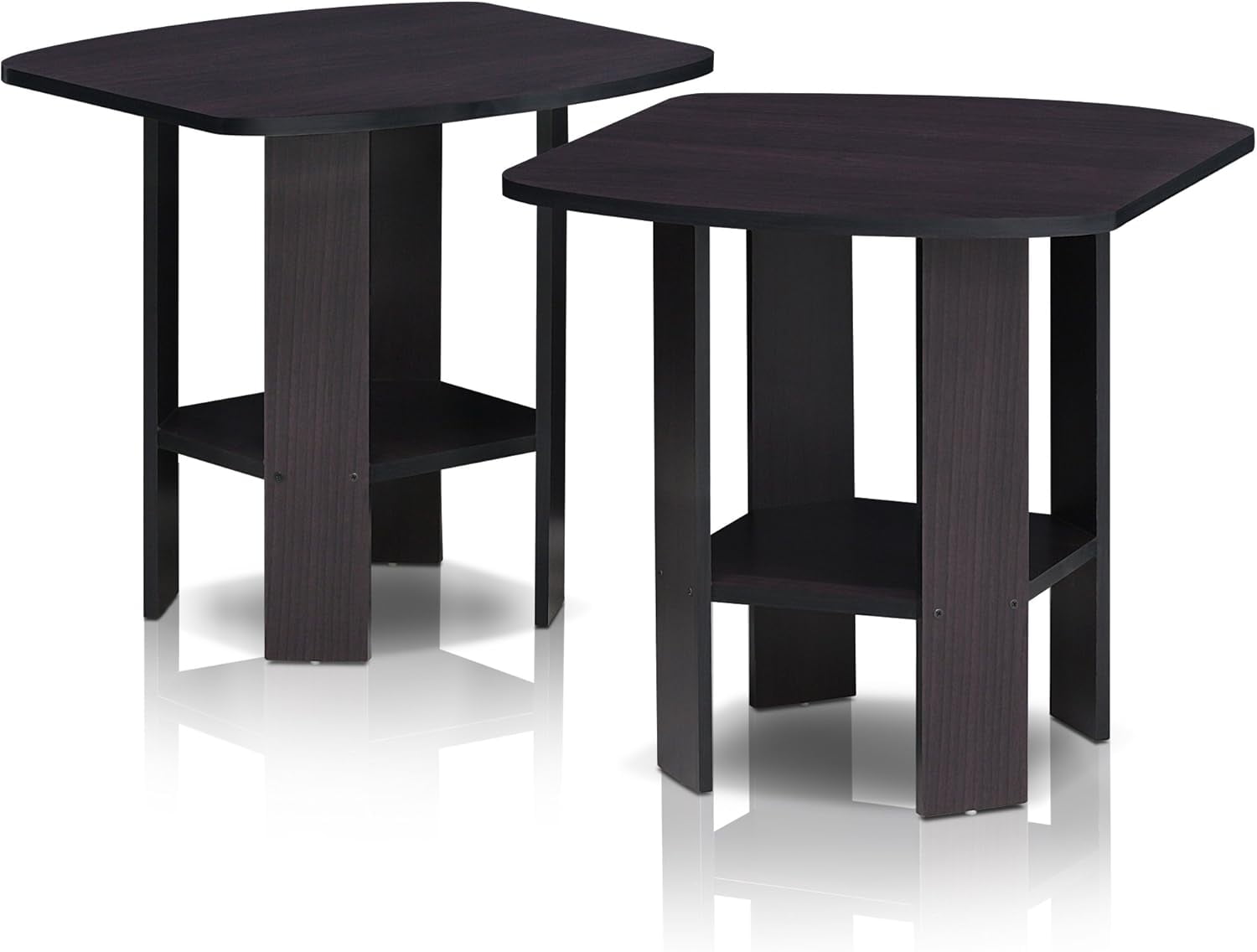 Compact Dark Walnut Petite End Table Set of 2