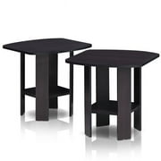 Simple Design End Table, Dark Walnut - Set of 2