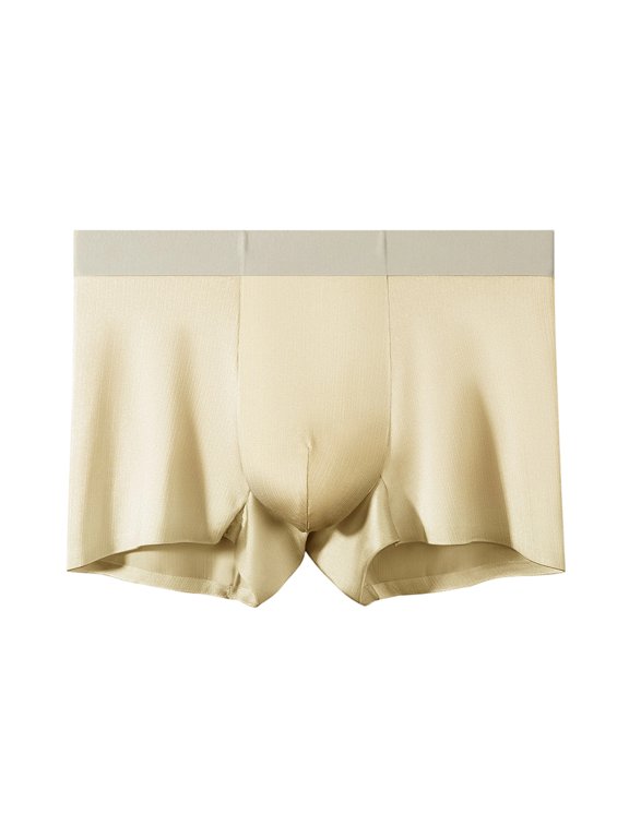 Simple Design Men's Ice Silk Boxer Briefs, Ultra - Soft and Breathable Underwear Gold L