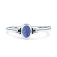 thumbnail image 1 of Simple Design Oval Fashion Oxidized Blue Lapis Ring Band 925 Sterling Silver Size 4, 1 of 5